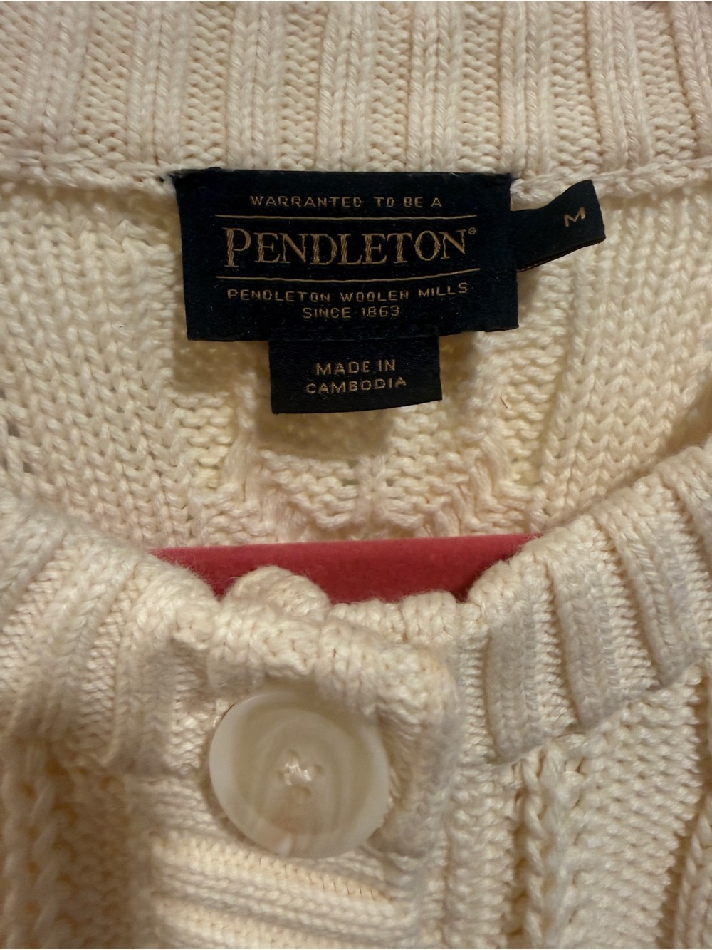Pendleton Cream Cable-Knit Button Cardigan - Picture 2 of 2
